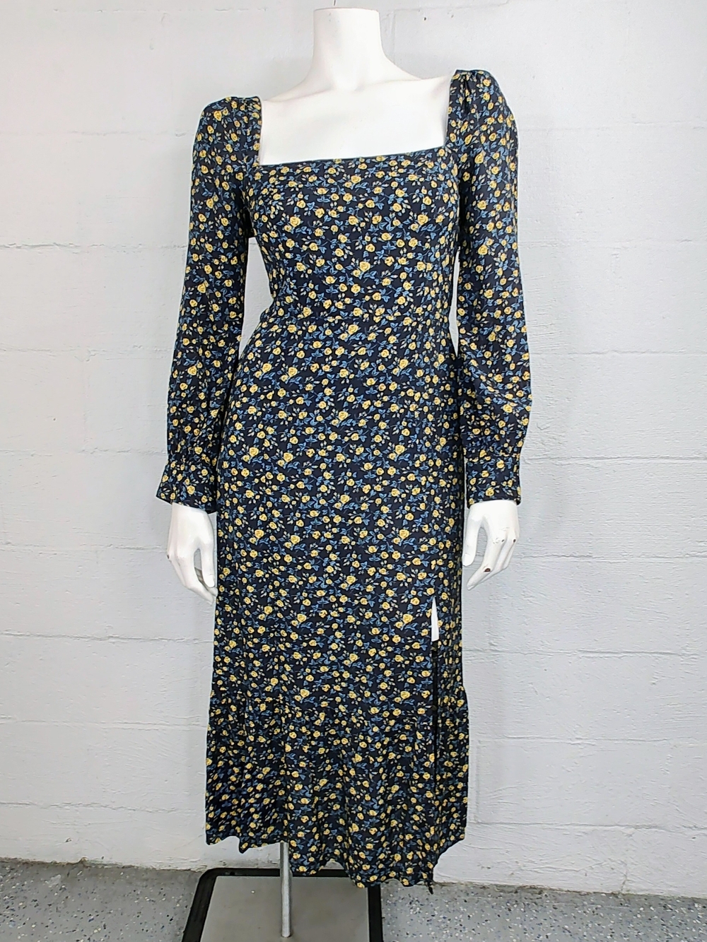 PAIGE Bacari Square Neck Long Sleeve Midi Dress